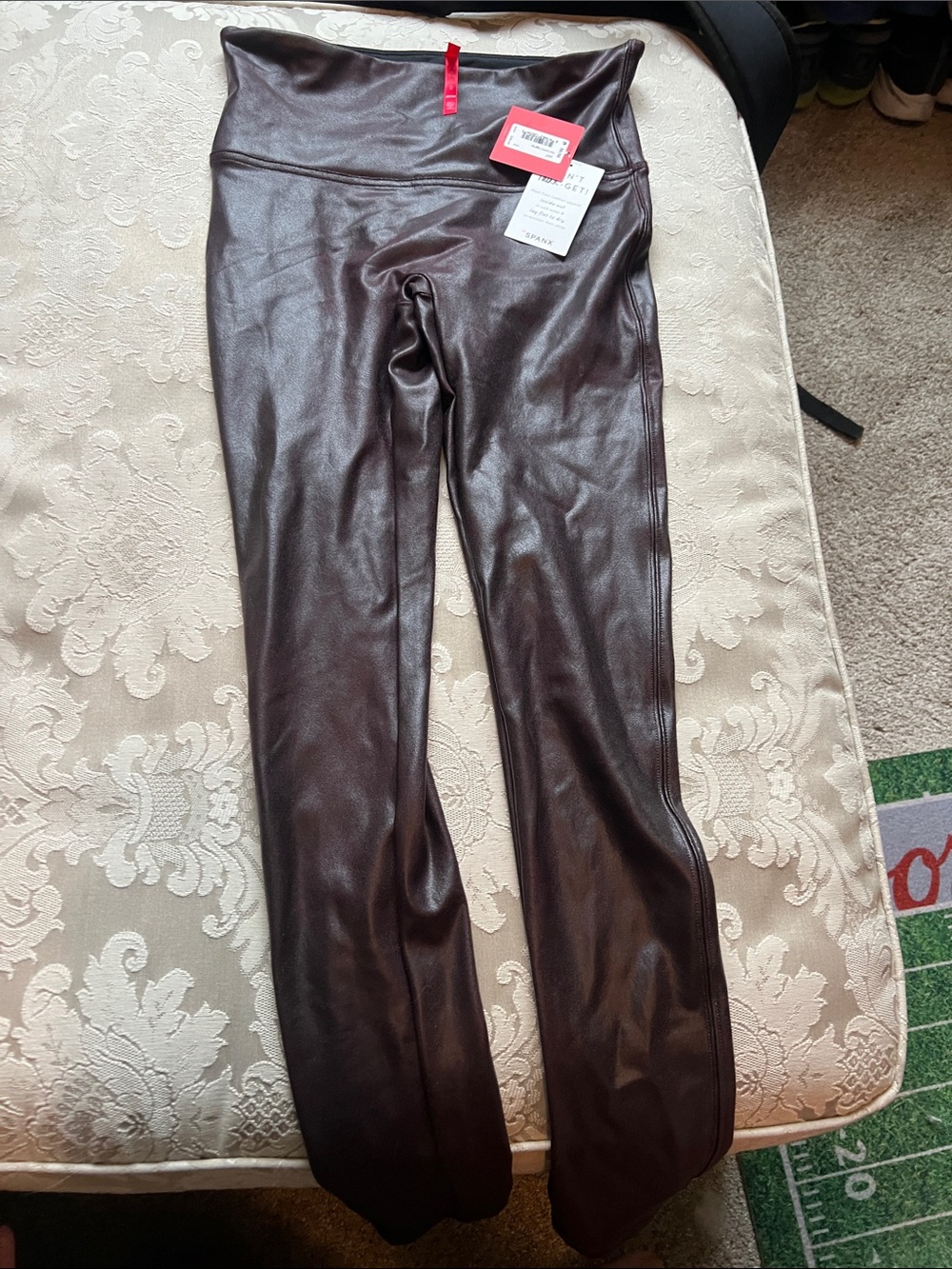 SPANX Faux Leather Flare Pants in Dark Brown